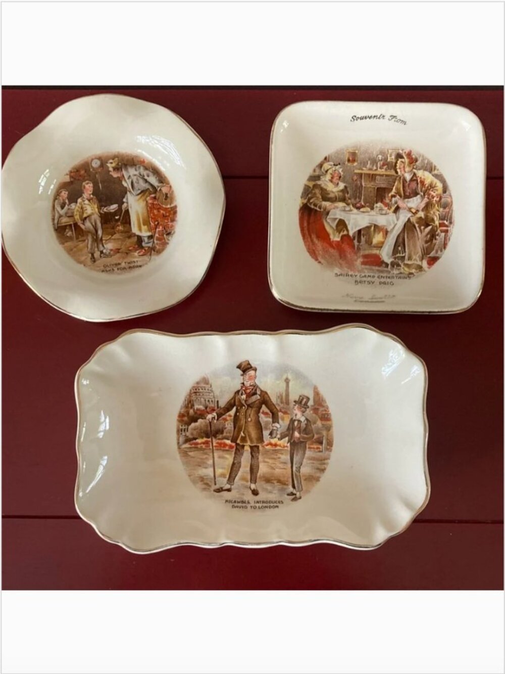 Vintage Charles Dickens Sandland Ware Small Plates  - Lot of 3